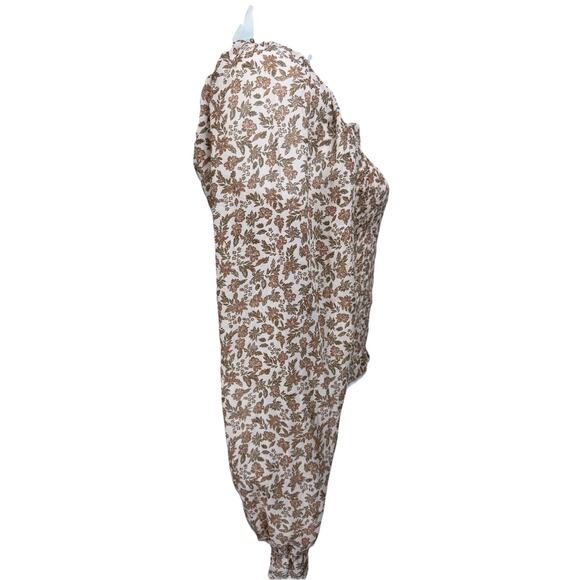 Japna's Women's Crop Top Sz L Stretch Bodice Long Sleeve Tan Floral - Picture 4 of 13